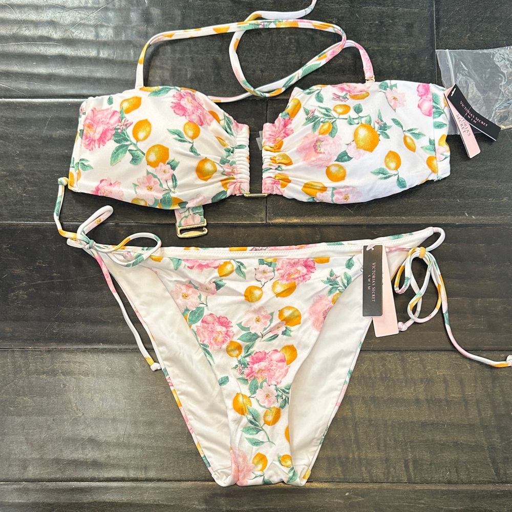 Victoria's Secret Floral and Lemon Bikini - Pink and Yellow
